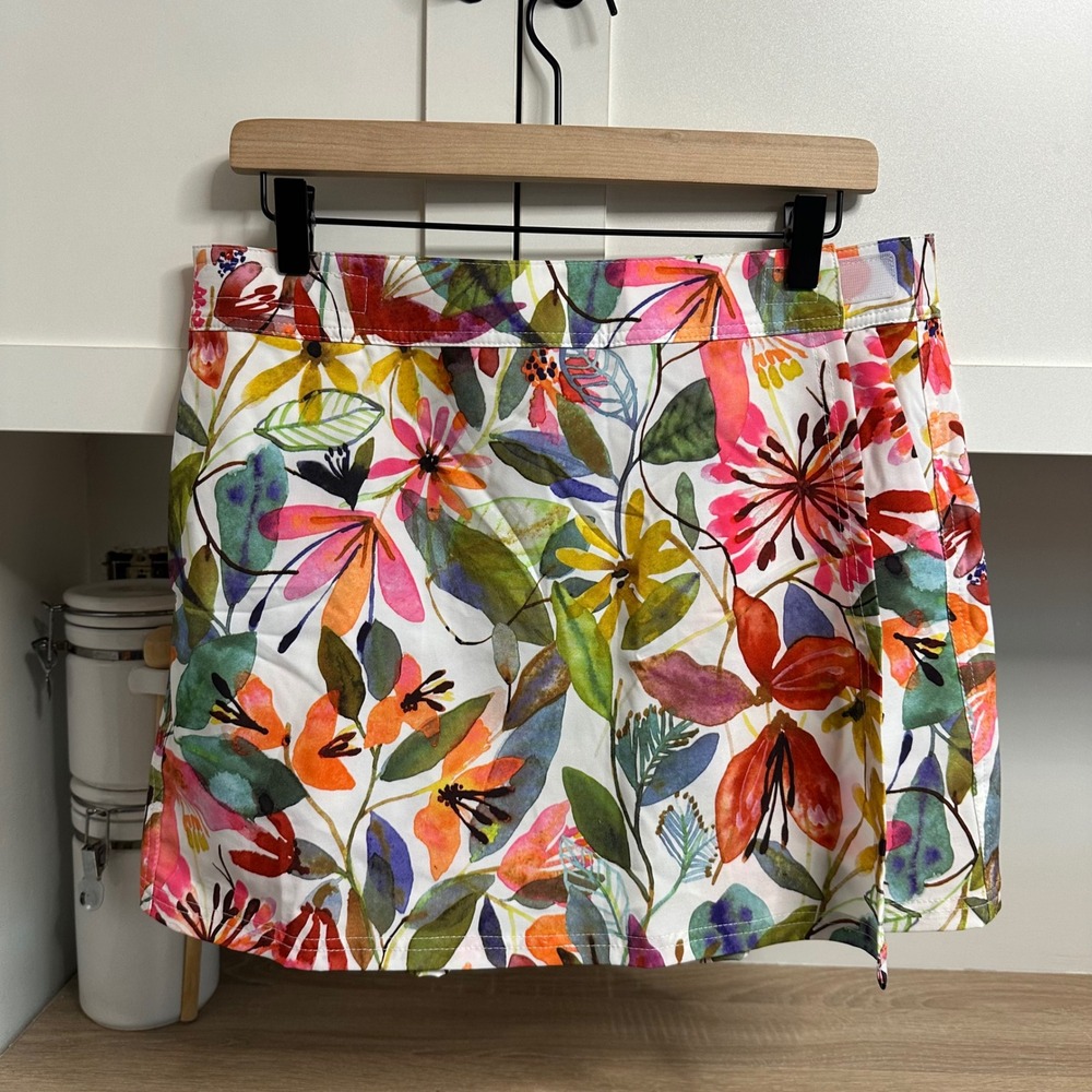 RipSkirt Hawaii Wrap Skirt Women M Multi Color Wildflower Watercolor Floral Mini